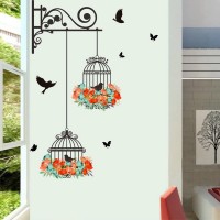 Beautiful Bird Flower  Cage Wall Sticker Vinyl Decal Mural Home Decor Sticker   173130050433